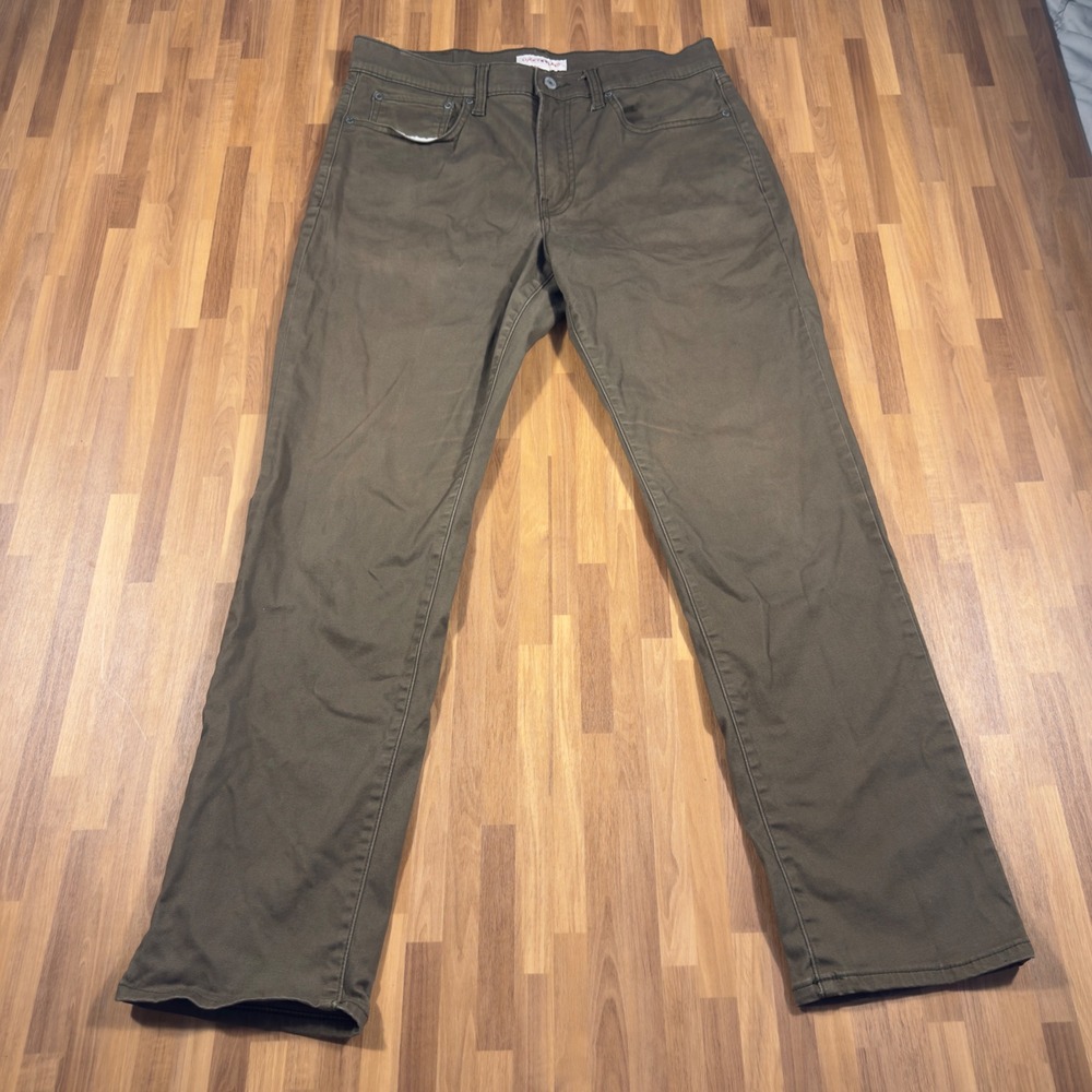 Lucky Brand 121 Slim Straight Pants Mens 32x30 Olive Green Chino Jeans